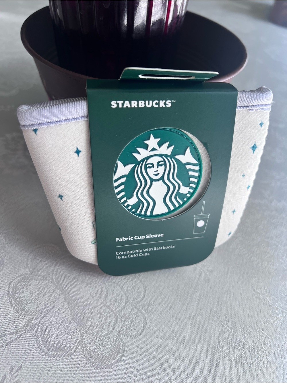Disney Parks 2026 Starbucks Summertime Castle Mickey Ear Fabric Cup Sleeve 16 oz